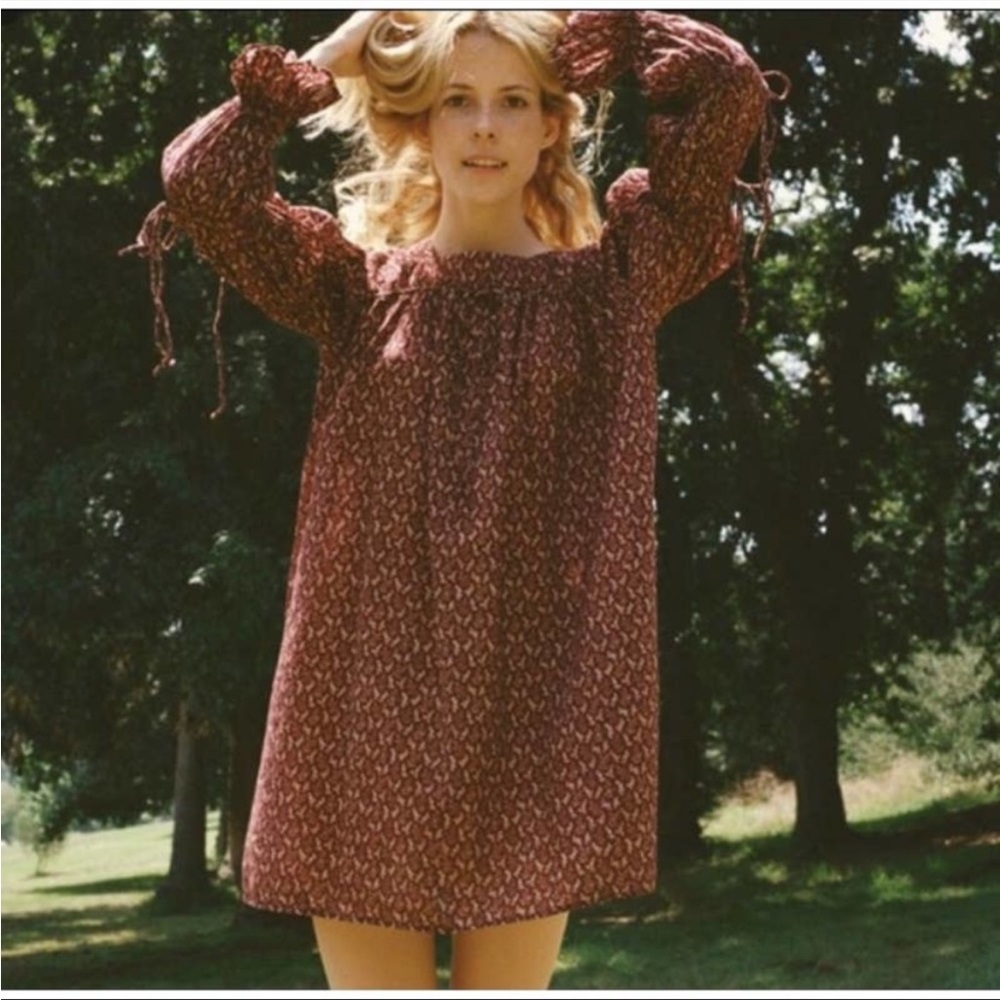 Doen Buttercup Dress in Wine Winter Ditsy Print